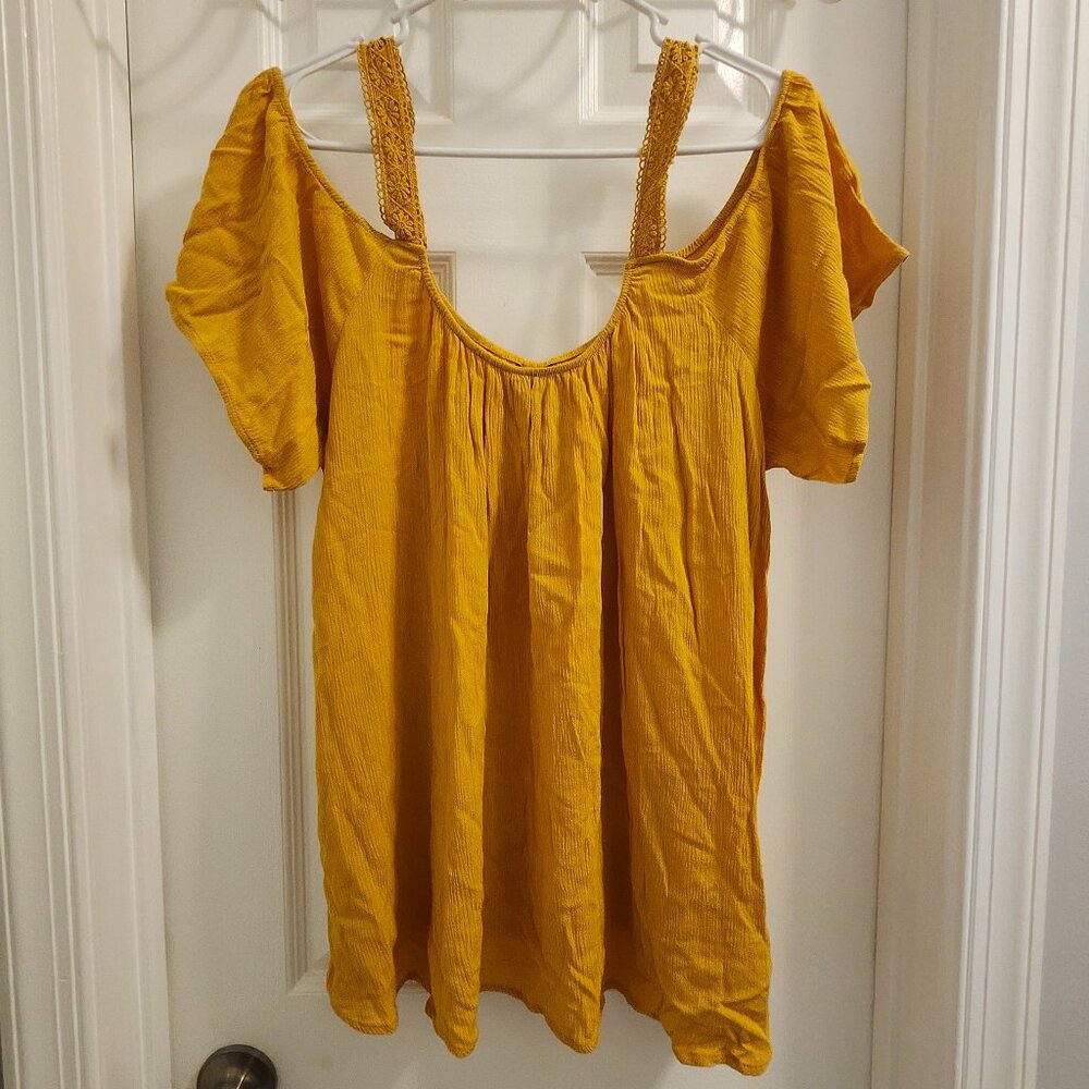 Torrid Cold Shoulder Mustard Yellow Blouse